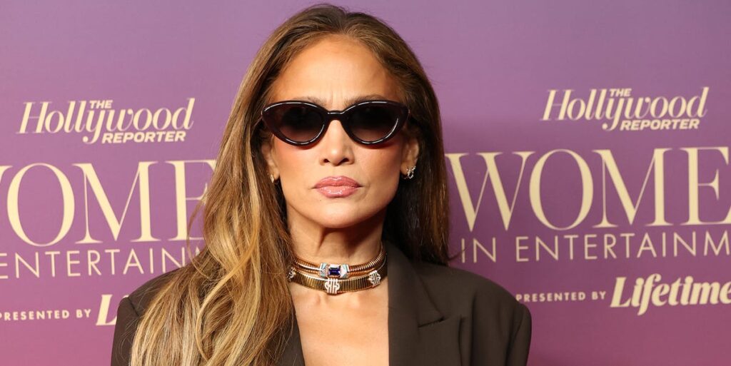 Jennifer Lopez Wears Draping Suit to Women in Entertainment Gala