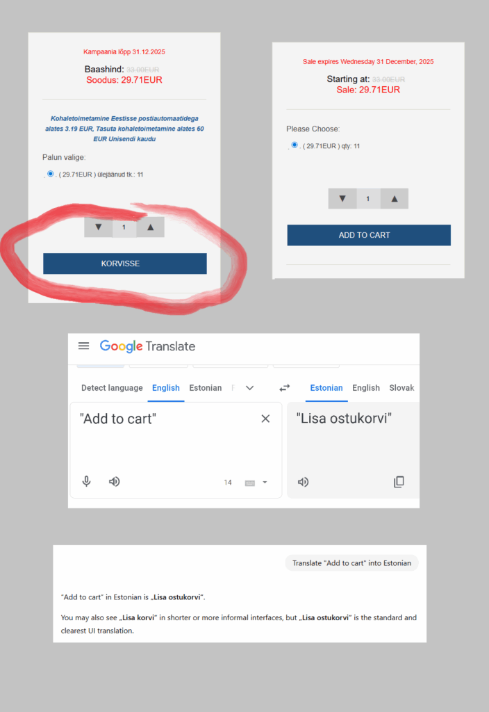 In all seriousness - how do such translation errors even occur? Machine translation would translate such a simple thing right? (Ie here it says "TO BASKET").
