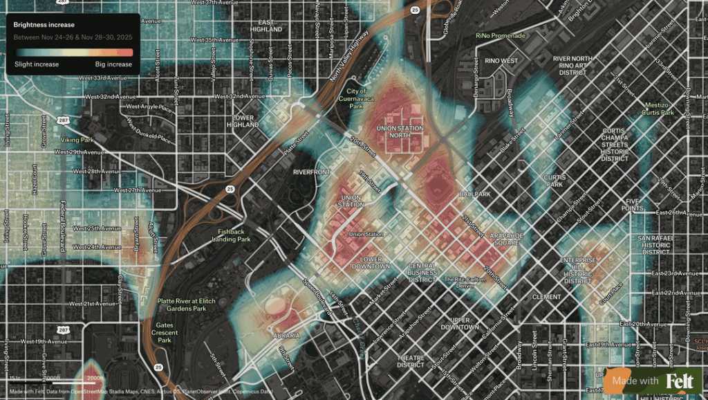 OC: The holiday light effect? Nighttime brightness increases after Thanksgiving