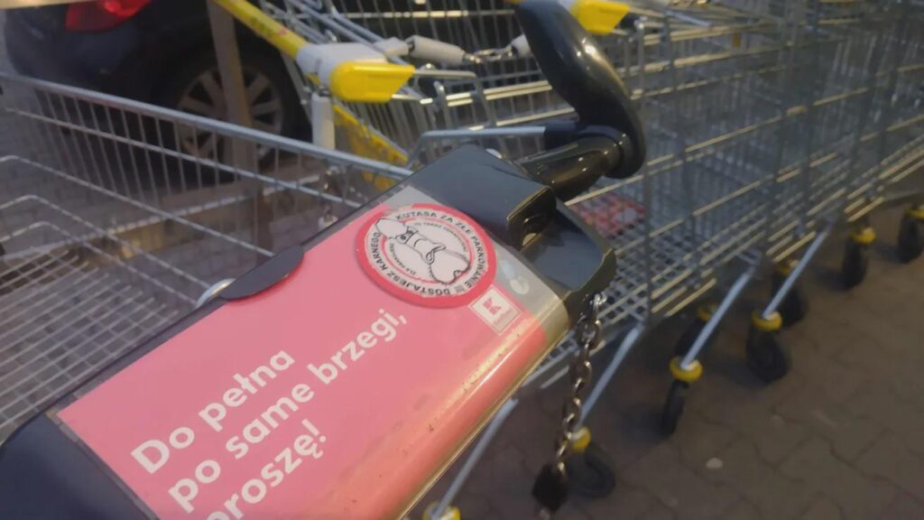 someone put a fine on a Kaufland cart near a local bieda for bad parking XDD