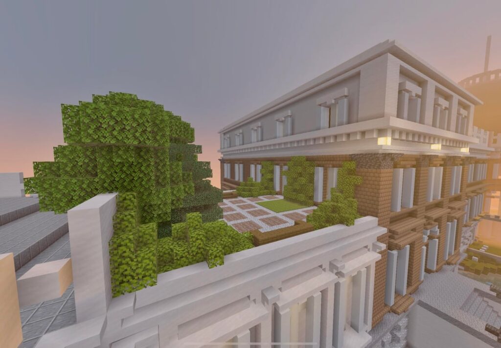 Building the royal palace of Laeken (Brussels) in Minecraft. This is the roof terrace at one of the wings