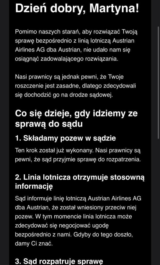 Compensation for a canceled flight.