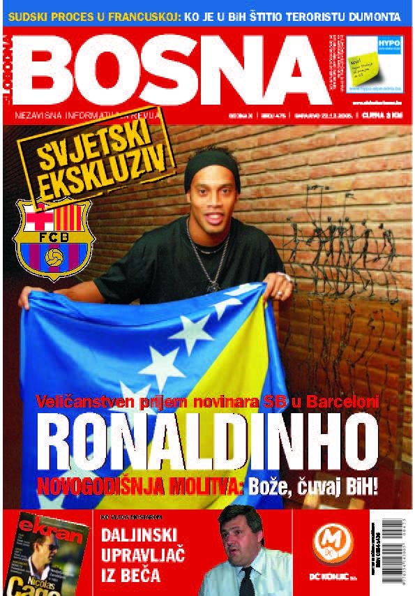 20 years ago today, Ronaldinho took a picture with the flag of Bosnia and Herzegovina