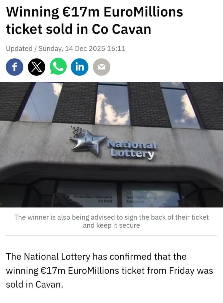 John and Mary from Cavan win the Euromillions