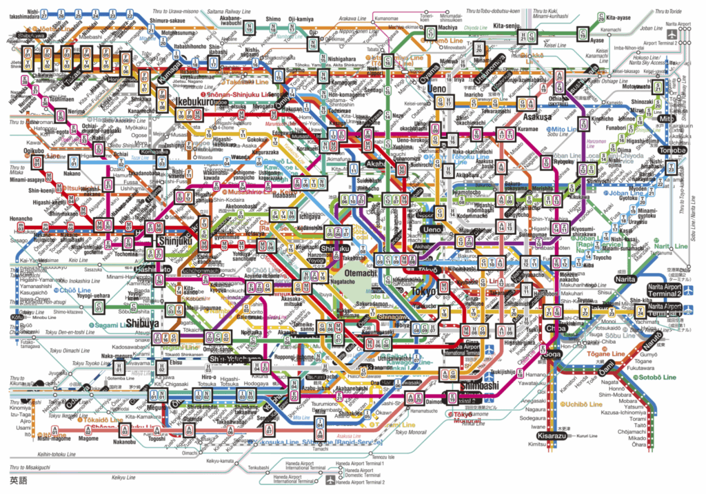 Map of Subway and Heavy Railway Lines in Tokyo
