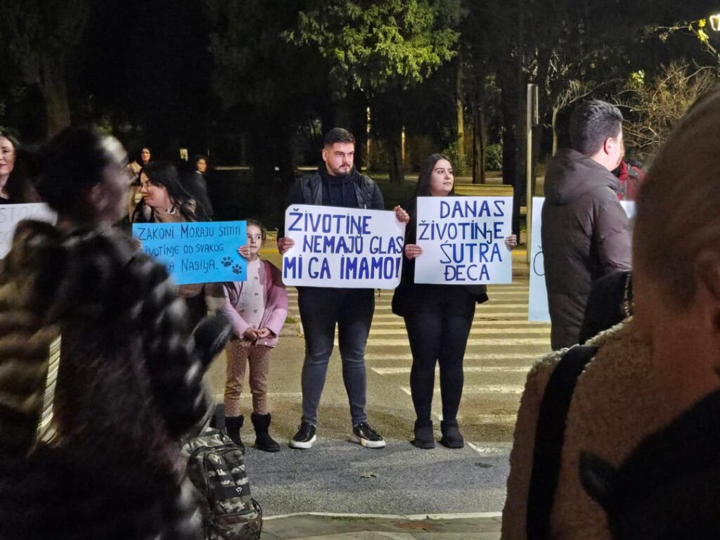 At the protest in Montenegro, one sentence said it all: "Today animals, tomorrow children"