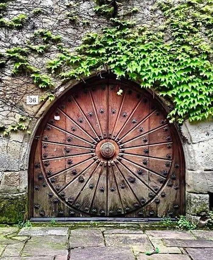A Medieval Wooden Door In Spain.