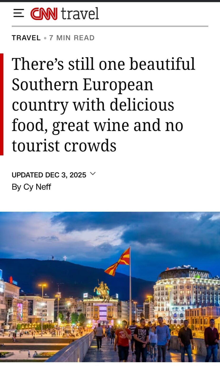 There’s still one beautiful Southern European country with delicious food, great wine and no tourist crowds