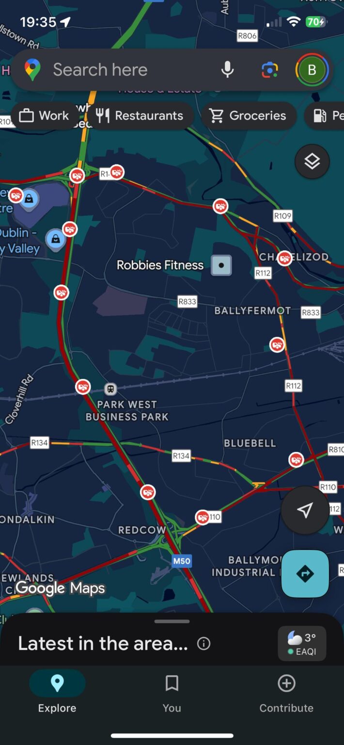 Never seen traffic like it....12 separate crashes and M50 is closed.