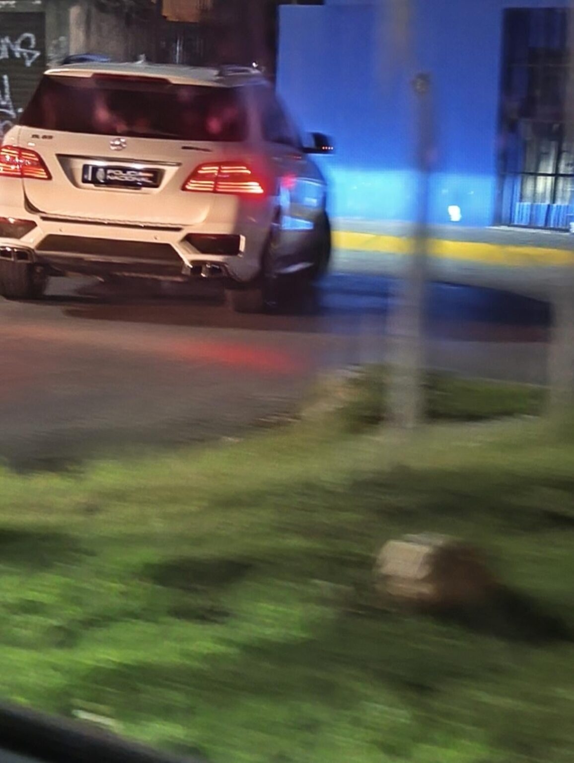 Car with national police license plate in Mexico