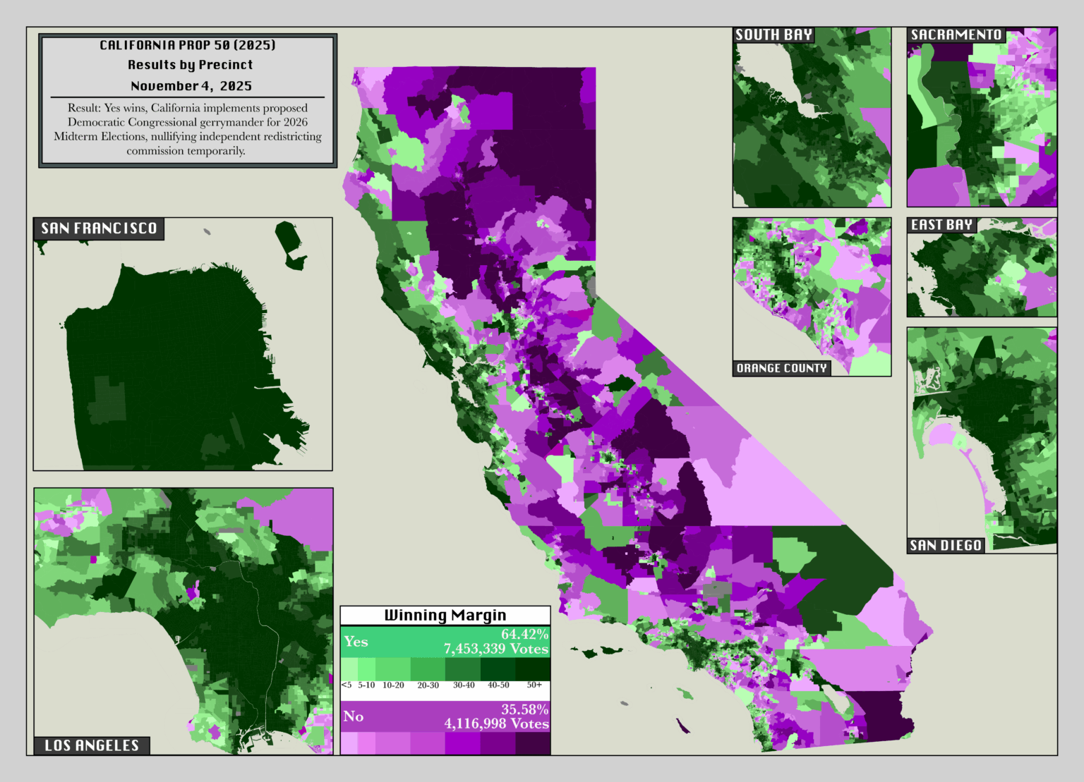 California's Recent Prop 50, Mapped by Precinct
