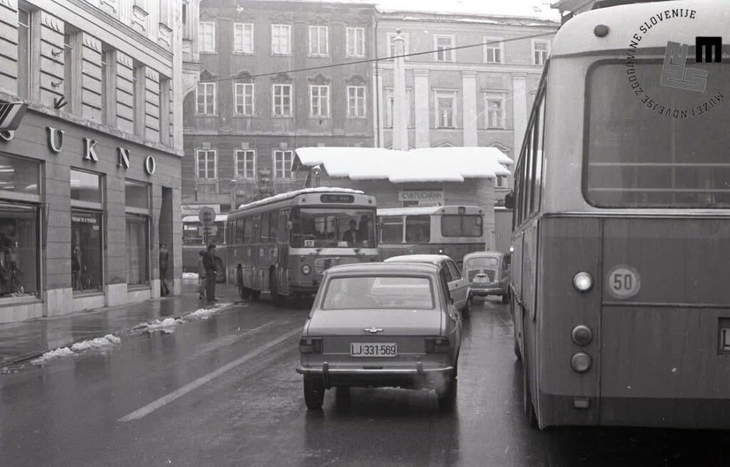 Stritarjeva ulica near Robb's well, February 1983. Photo: Marjan Ciglič