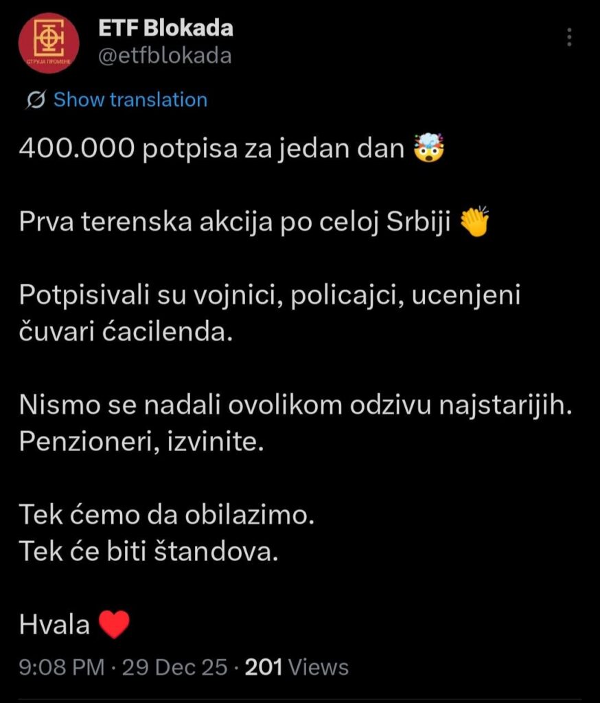 400,000 signatures yesterday in the entire country!