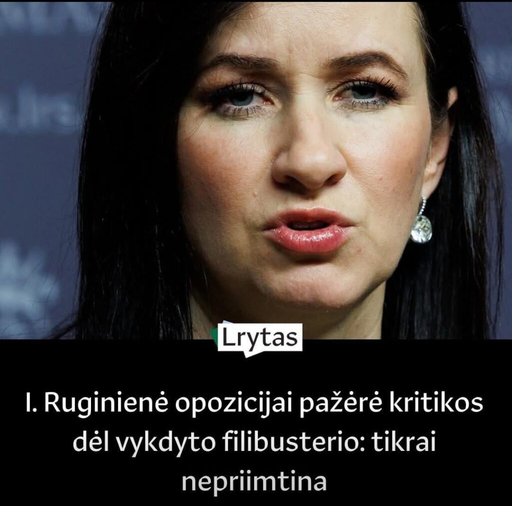 Breaking: Ruginienė criticizes the opposition for their (successful) attempt to stop the LRT bulldozer.