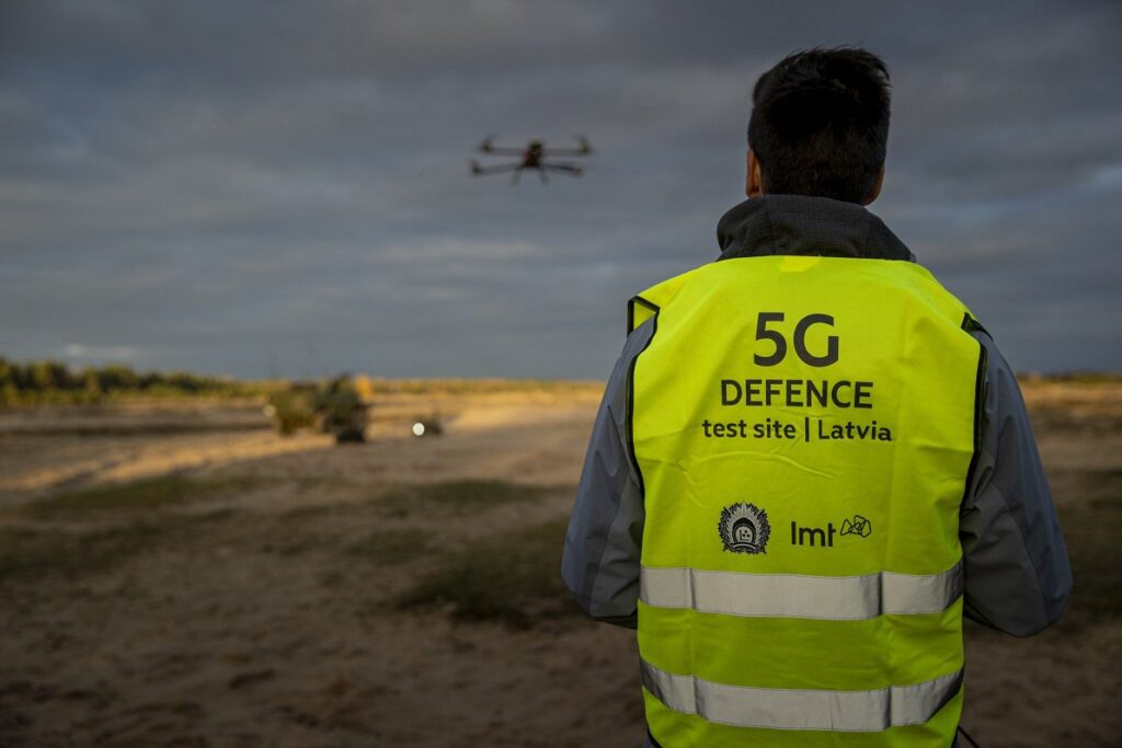 Bezpilota sistēmu izmanto&scaron;ana NATO digitālās savietojamības eksperimenta laikā, 2024. gadā, 5G testa...