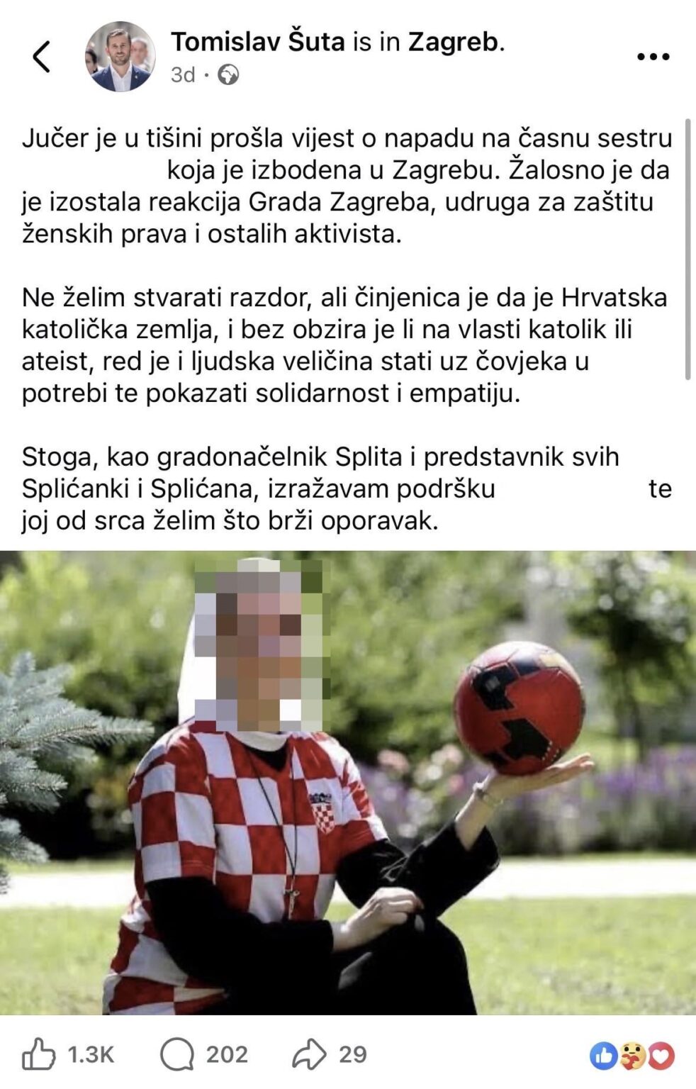 Split mayor Tomislav Šuta (HDZ) has not yet deleted the inciting post in which he publicly published the name, surname and picture of a vulnerable sister in an apparently serious health crisis. Dignified.