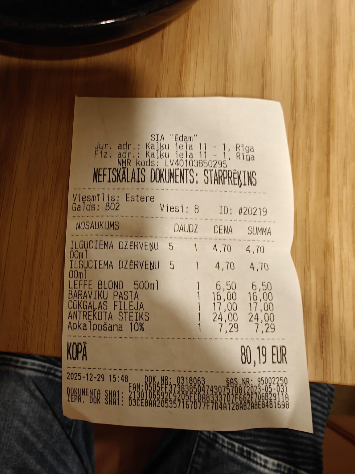 Restaurant Scam in Old Riga?