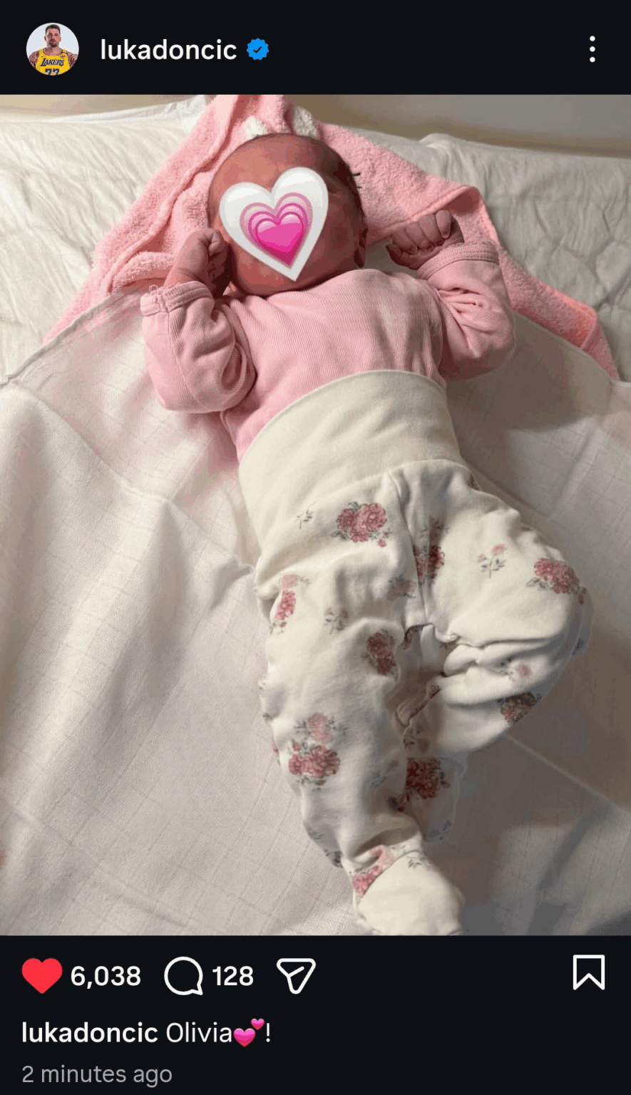 Luka Doncic got a new daughter! Olivia Doncic welcome to the world