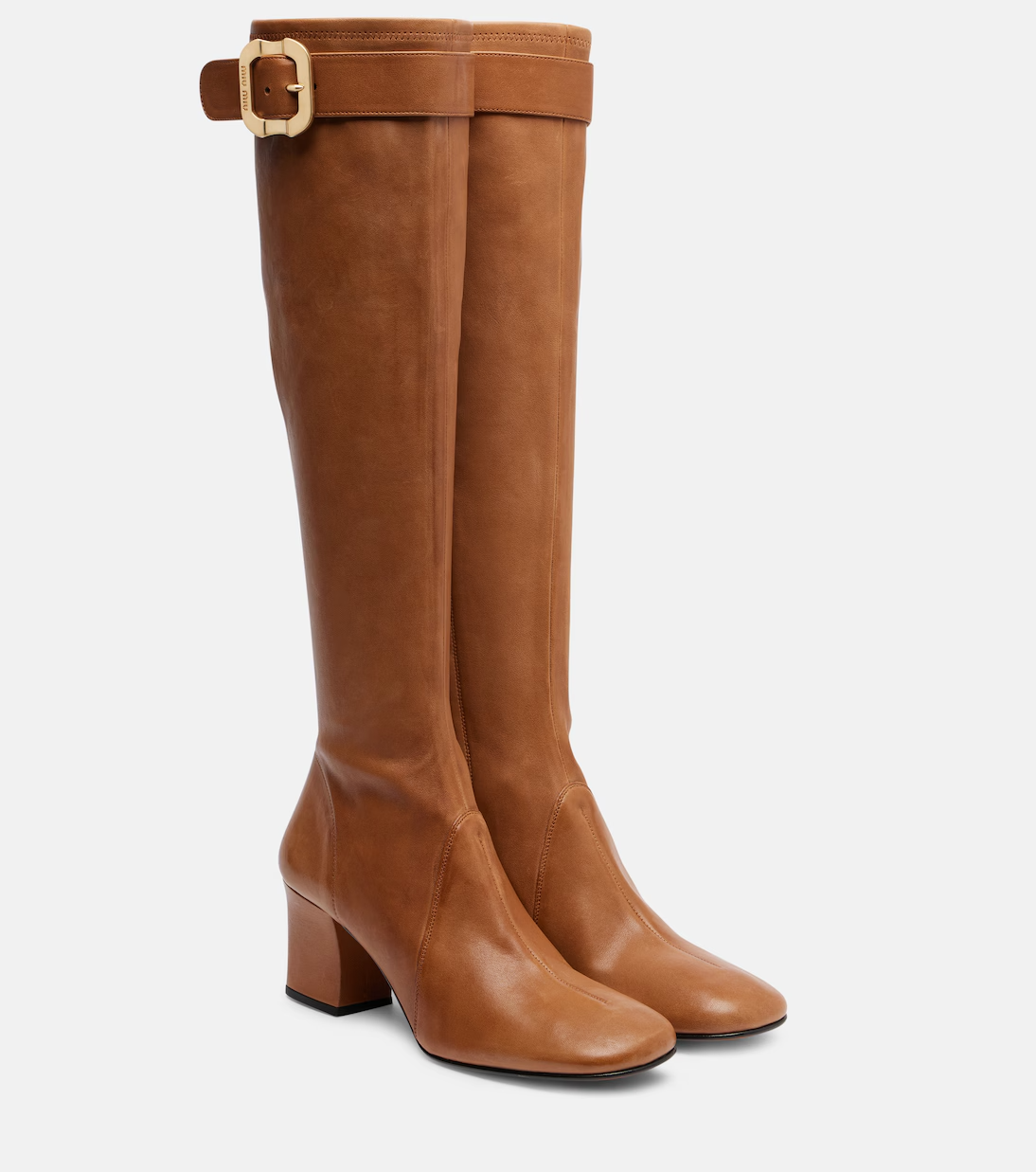 Tan high Miu Miu boots