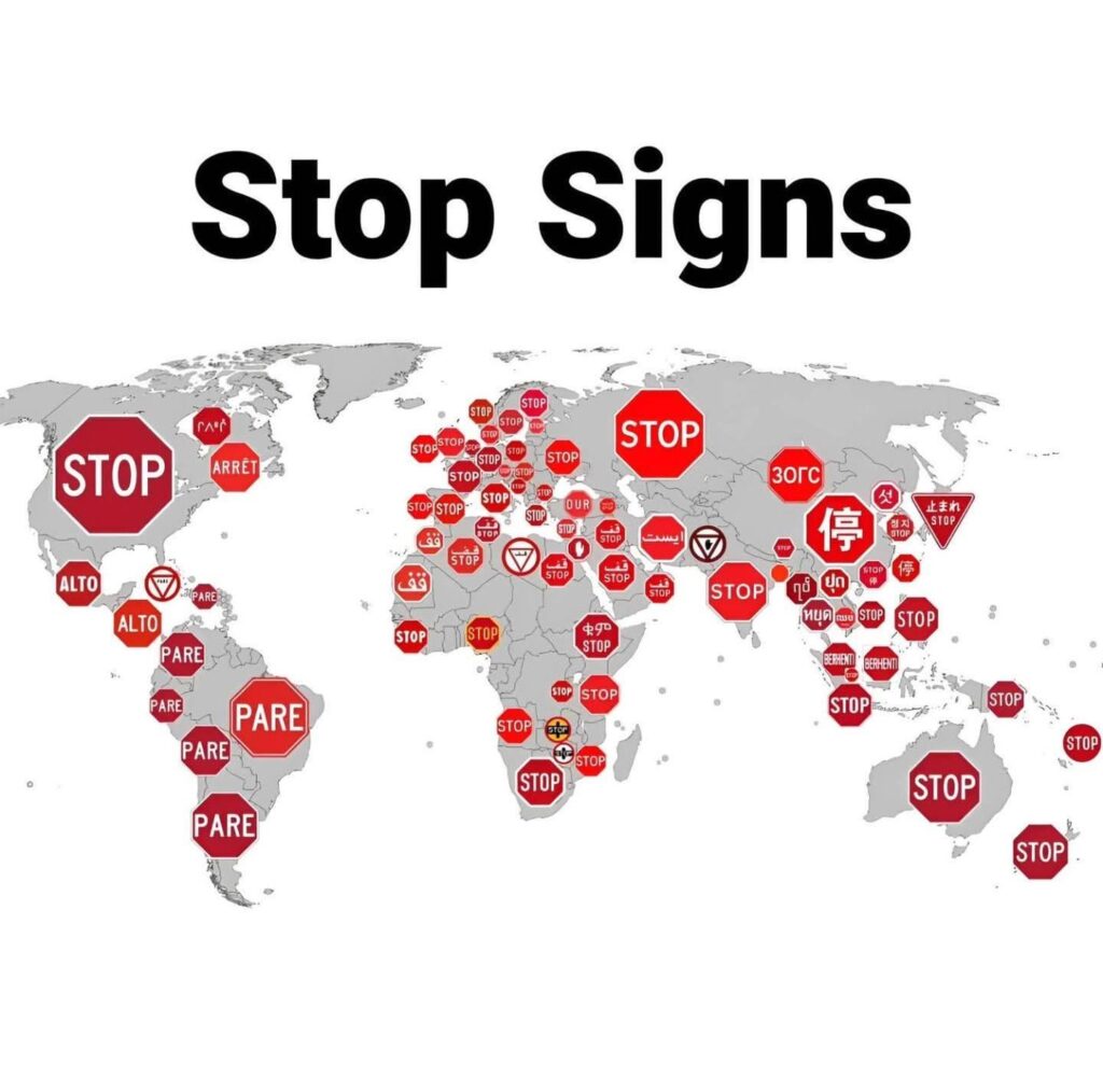 Stop signs around the world
