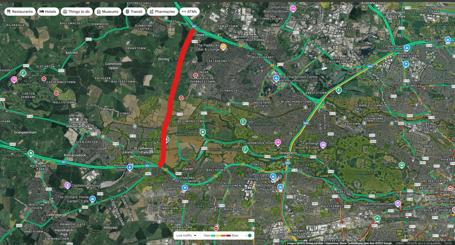 Why don't they build another short motorway connecting the M3 and M4 a bit further out from the M50?