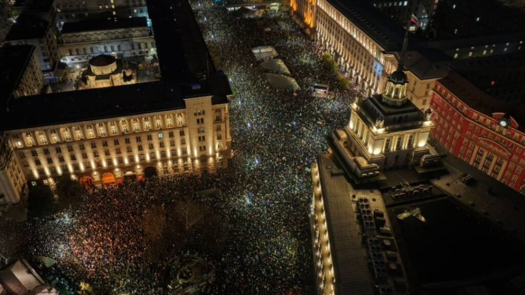 The protest in Sofia from above
