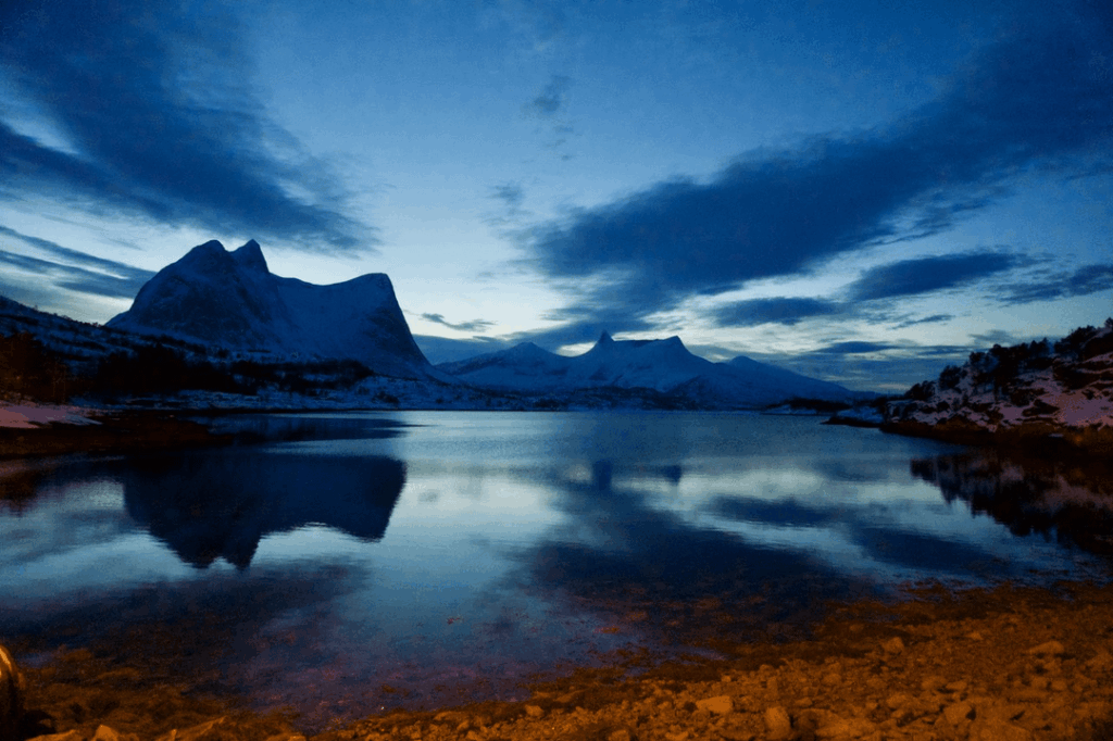 The blue hour and the mountains.