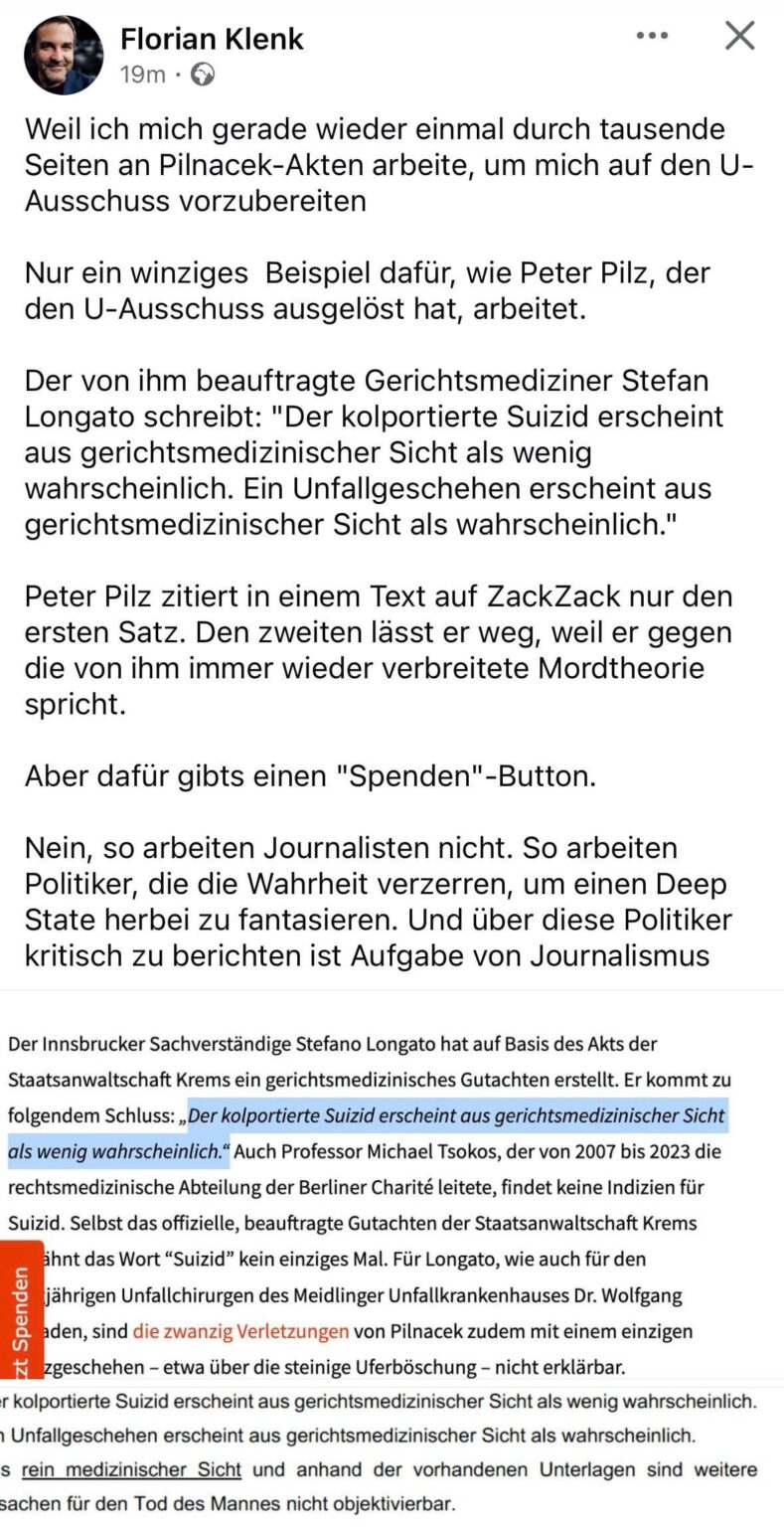 Klenk about Pilz's methods