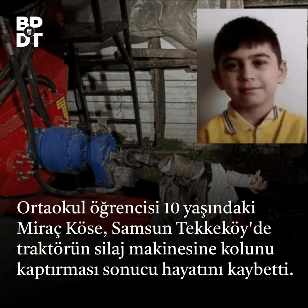 Miraç Köse (10), who lost his arm in the shaft section of the silage machine in Samsun's Tekkeköy district, lost his life.