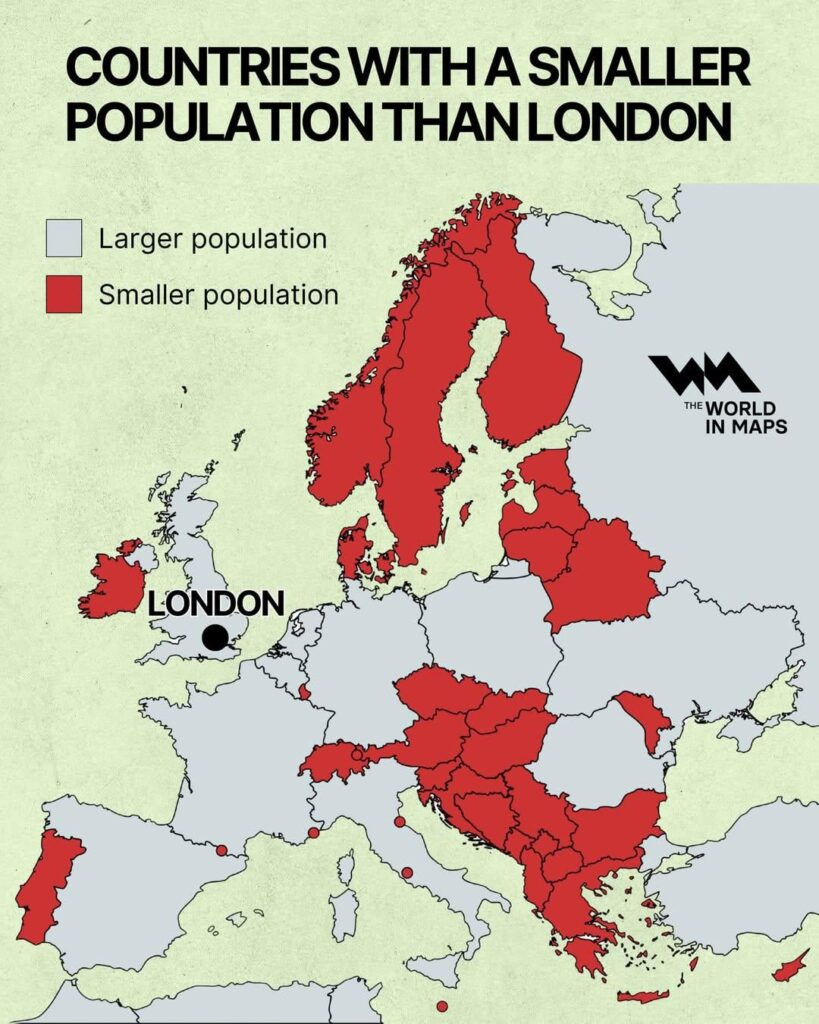Countries with a smaller population than London