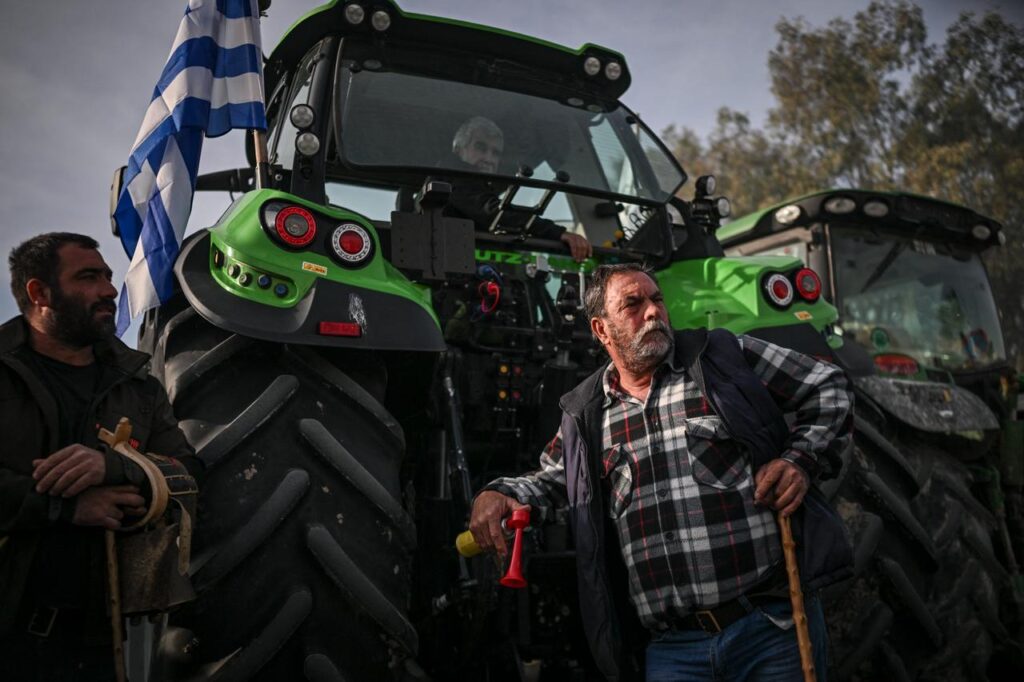 Farmers take part in the blocking of the passengers port of Volos during a demonstration, Greece, December 10, 2025. (AFP Photo)