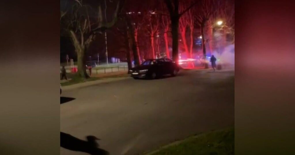 Images show how a young man attacks police with fireworks on Christmas Day in Ganshoren