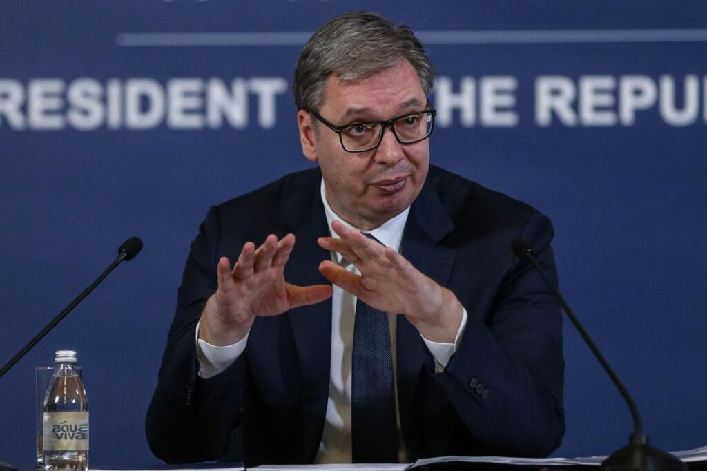 Serbian President Aleksandar Vucic speaks during the press conference following a meeting with the teams responsible for Serbias energy stability and security in Belgrade, Serbia on Dec. 02, 2025. (AA Photo)