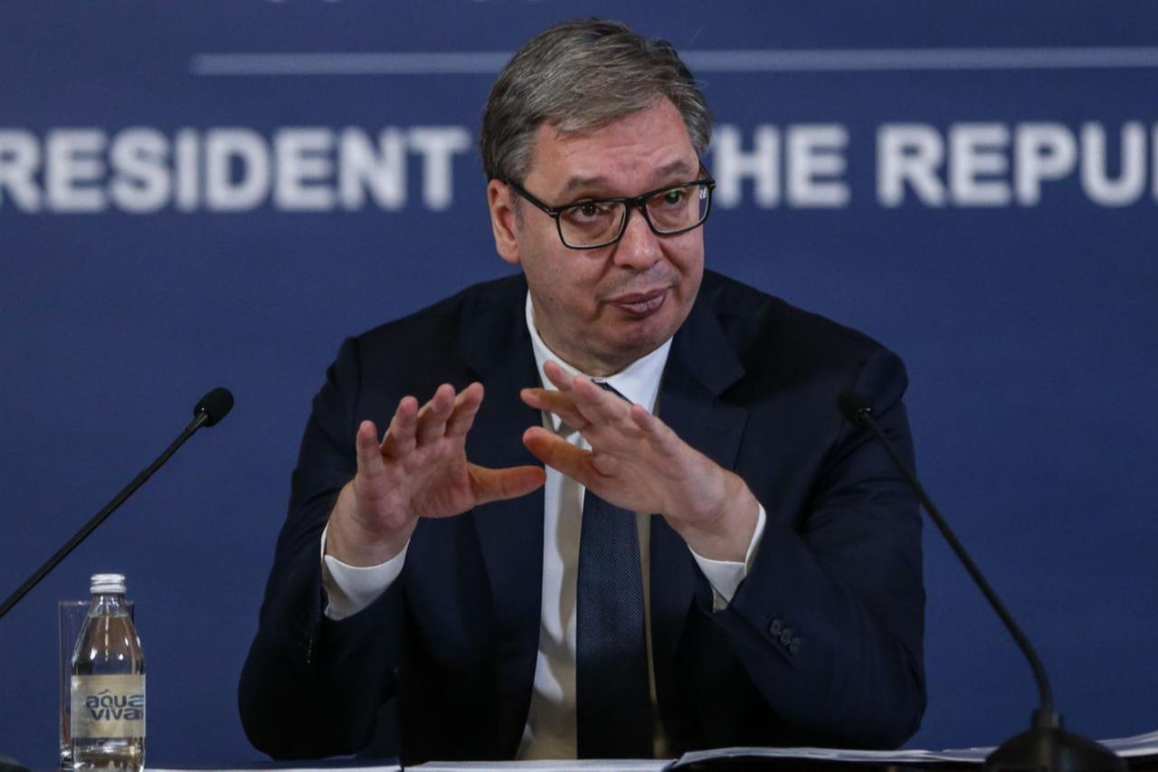 Serbian President Aleksandar Vucic speaks during the press conference following a meeting with the teams responsible for Serbias energy stability and security in Belgrade, Serbia on Dec. 02, 2025. (AA Photo)