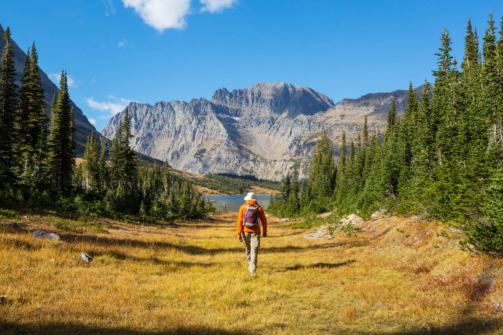A hiker in Glacier National Park