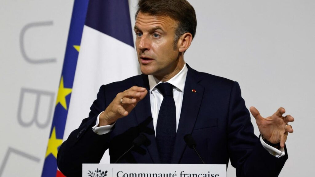 France's President Emmanuel Macron delivers an address on May 30, 2025.