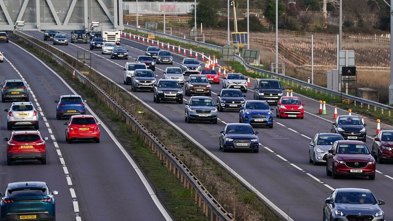 Motorists on Christmas Eve travel on the M42. Pic: PA