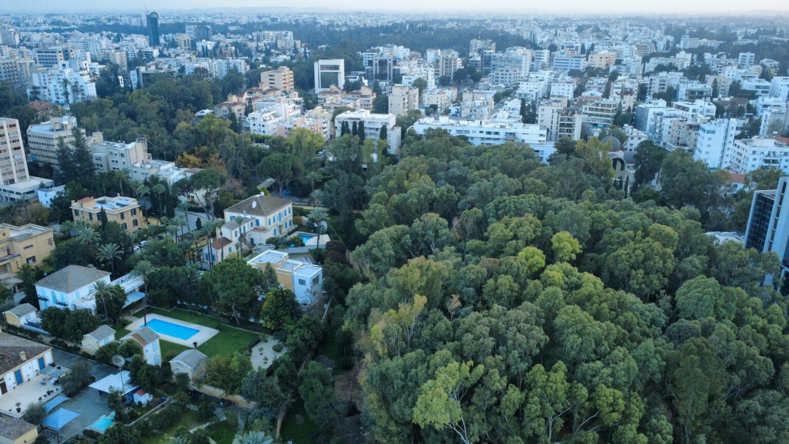 Pedieos river from above, in the heart of Nicosia