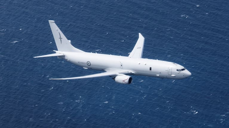 The NZDF P-8A Poseidon was patrolling the region when it was called to help with the search. 