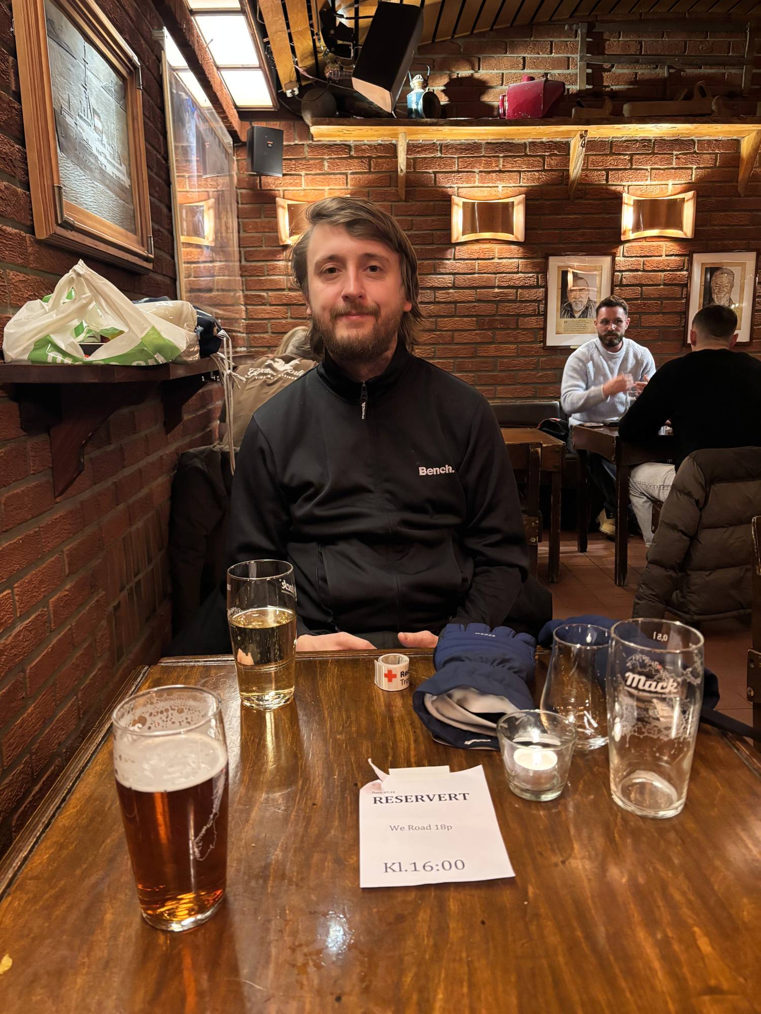 Tom Boon enjoys a pint at the oldest pub in Tromsø, Norway