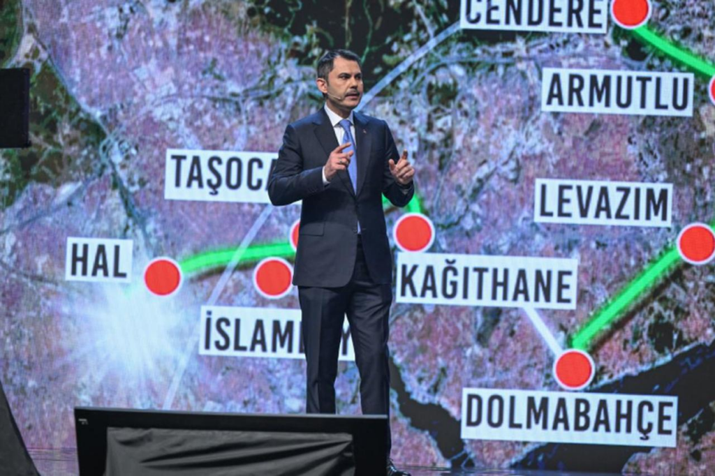 Murat Kurum makes a presentation of how to transform Istanbul into hub for culture, green spaces, accessed on Dec. 26, 2025. (AA Photo)