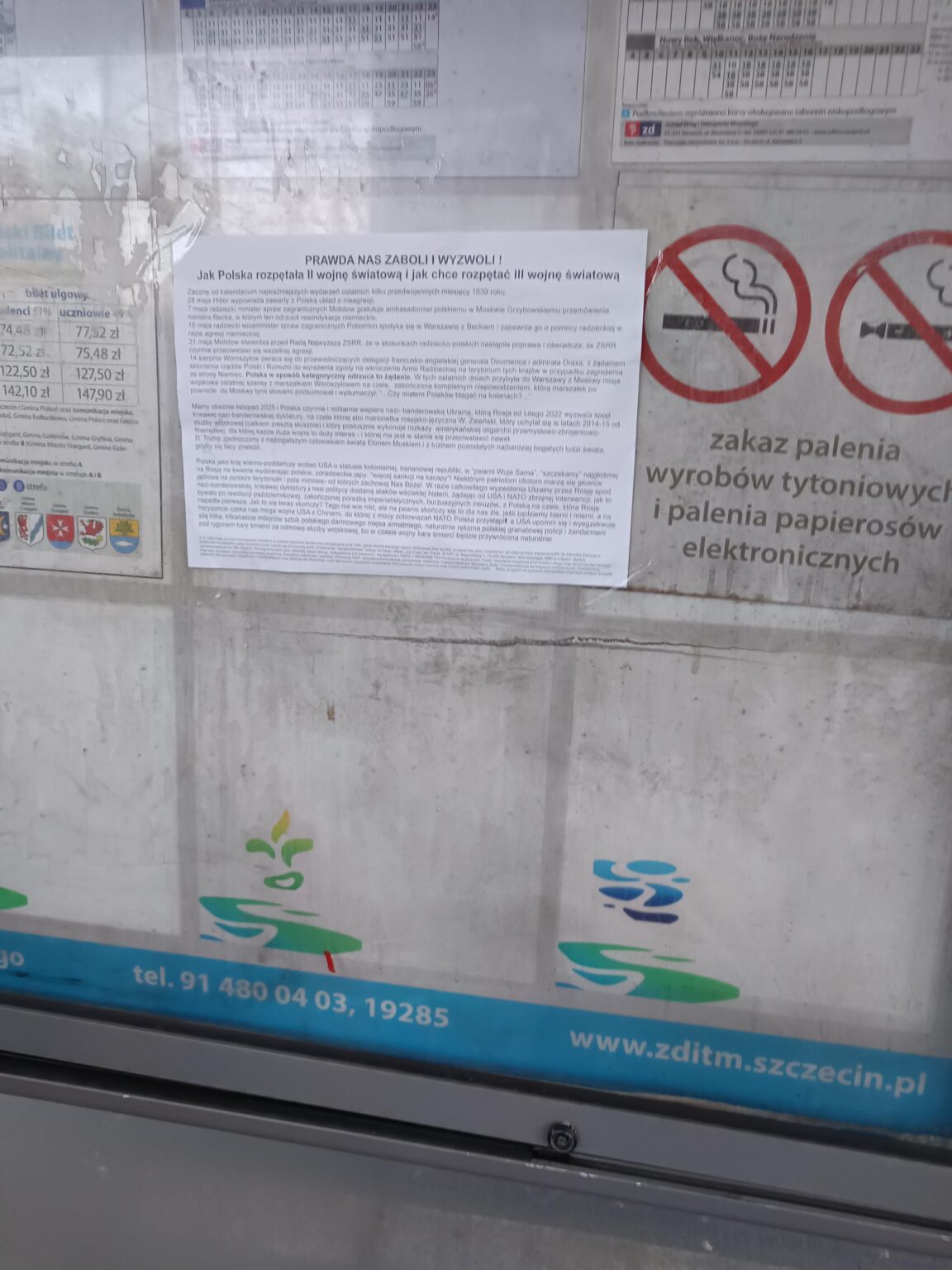 Interesting things at the bus stop in Szczecin