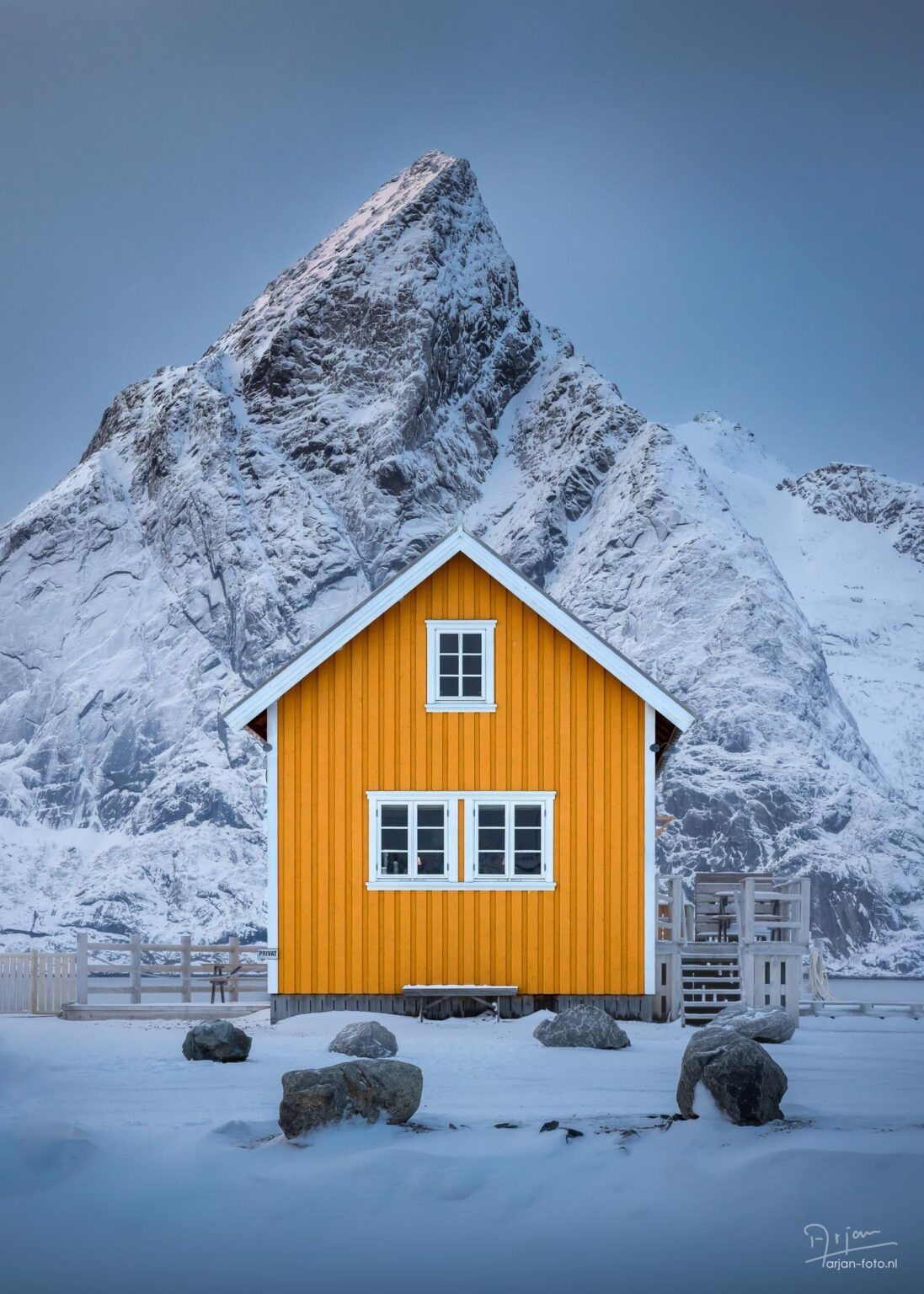 Snow in Sakrisøy, Norway