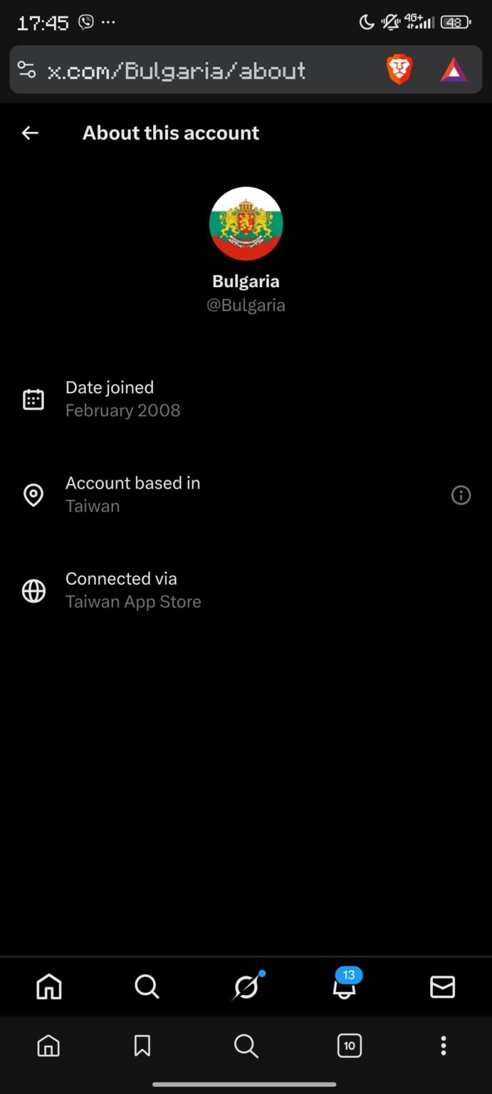 Bulgaria's account in X