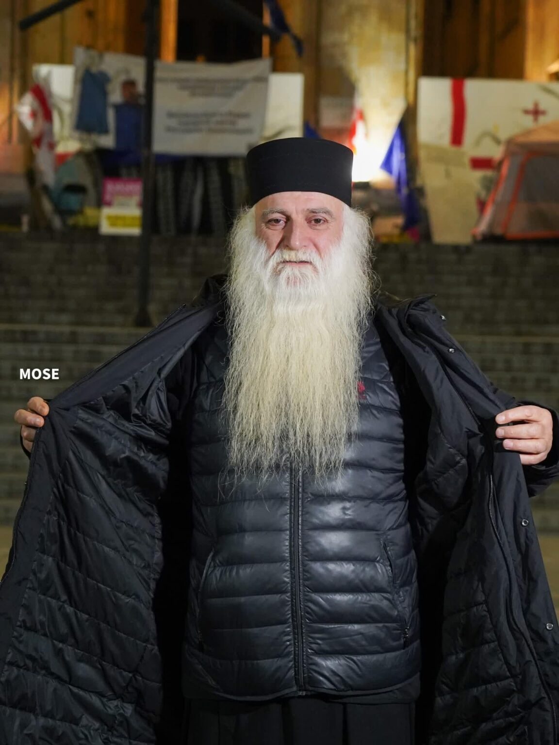 The Georgian Orthodox Church banned an archimandrite active in the protests from serving after he urged other clergy to speak out