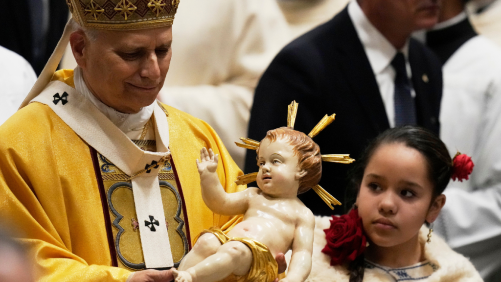 Pope Leo unveils baby Jesus, warns economy treats people as merchandise