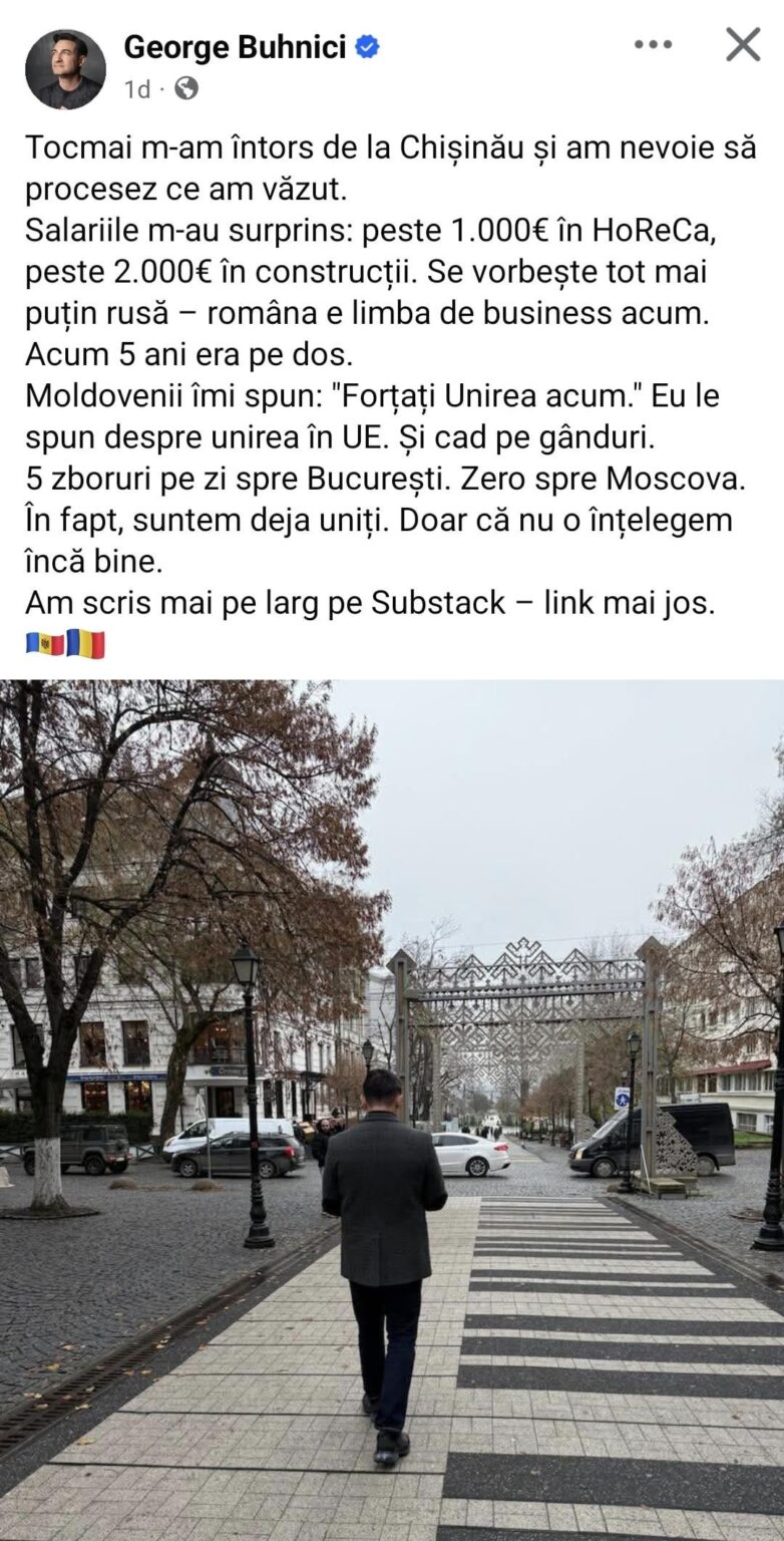 "I just returned from Chisinau and I need to process what I saw. The salaries surprised me: over €1,000 in HoReCa, over €2,000 in construction."