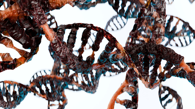 3d rendered image of damaged DNA