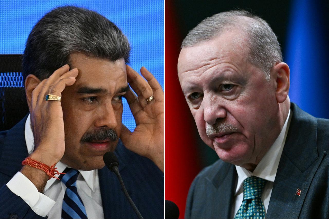 This combination of pictures created on December 06, 2025, shows Venezuela's President Nicolas Maduro (L) gesturing, and Türkiye's President Recep Tayyip Erdogan attends a press conference. (AFP Photo)
