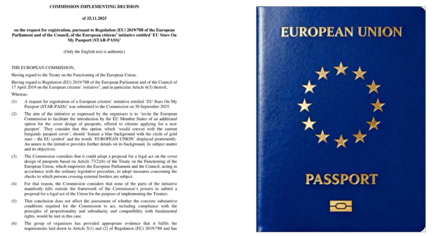 "EU approved citizens' initiative for a European passport cover! It's optional for every citizen, but it's a symbolic gesture to a federation."